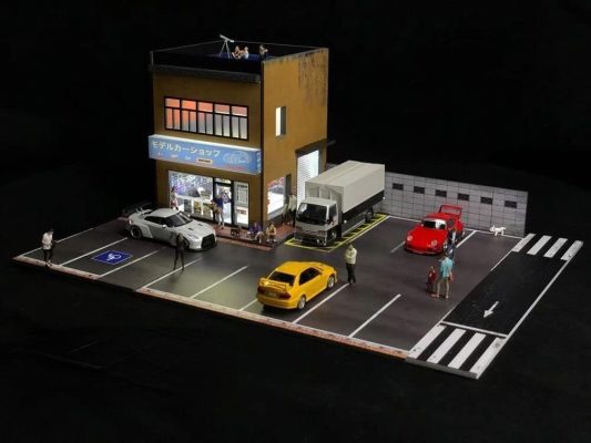 Diorama Cây Xăng + Garage 1:64 