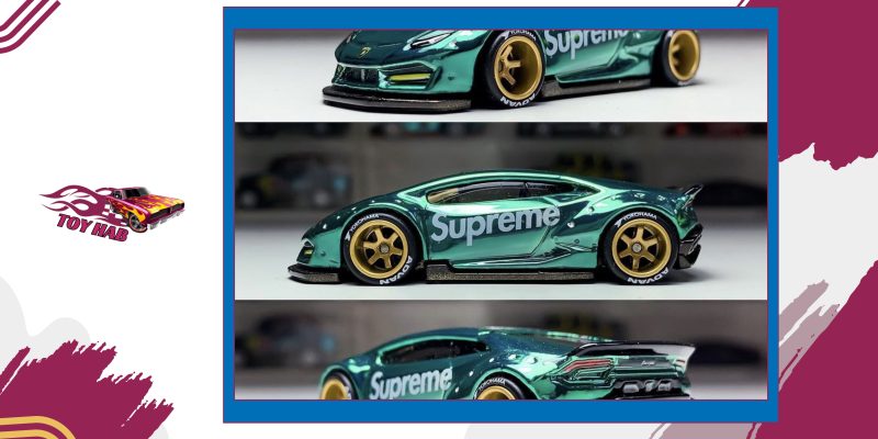 Mô hình Hot Wheels Lamborghini Huracán Supreme Edition màu xanh ngọc mâm vàng – Toy Hab