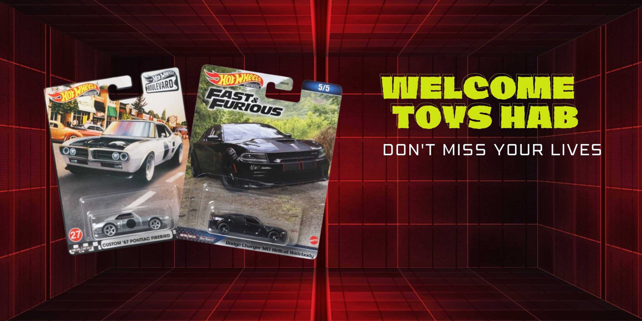 anner chào mừng Toy Hab với hình ảnh xe trưng bày phong cách