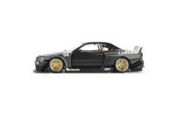 Mặt bên mô hình Mini GT x Kaido House KHMG222 Nissan Skyline GT-R R34 Kaido Works GReddy V2 Carbon Black tỉ lệ 1:64