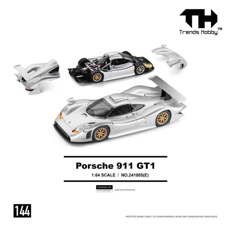 porsche-911-gt1-1998-silver-164-trends-hobby Porsche 911 GT1 1998 Silver 1:64